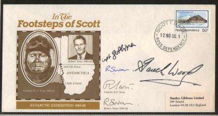 ANTARCTIC COM COVER IN THE FOOTSTEPS OF SCOTT 1984/6 ANTARCTIC EXPEDITION ROBERT SWAN SIGNED