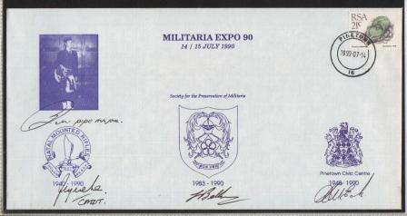 MILITARY COM COVER - 1990 SADF MILITARIA EXPO SIGNED BY 4