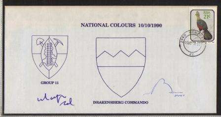 MILITARY COM COVER - 1990 SADF NATIONAL COLOURS GROUP 11 SIGNED