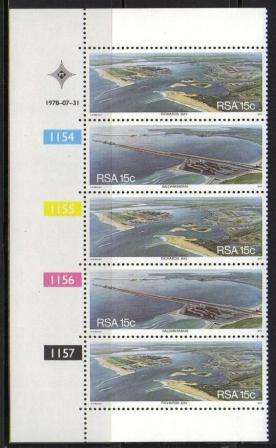 RSA 1978 RICHARDS BAY / SALDANHA BAY MNH CONTROL STRIP OF 5