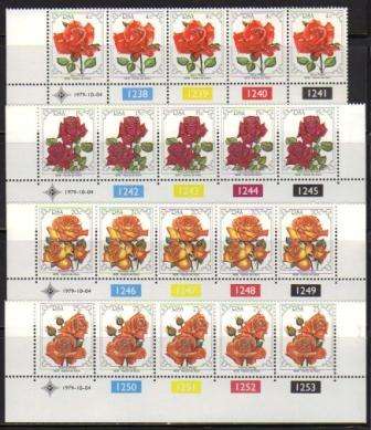 RSA 1979 WORLD ROSE CONVENTION SET OF 4 MNH CONTROL STRIPS OF 5