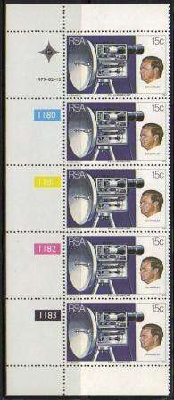 RSA 1979 TELLUROMETER MNH CONTROL STRIP OF 5