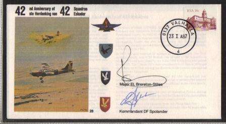 SA AIR FORCE (SAAF) FLIGHT COVER # 28 - SIGNED 42ND ANNIV 42 SQN VARIETY - FIRST SIGNATURE IN BLACK