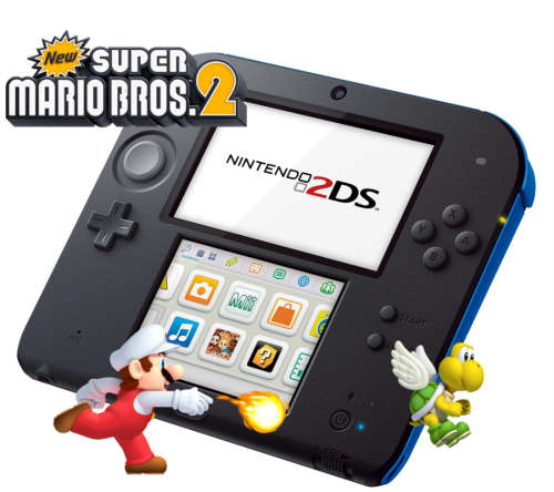 black + blue Nintendo 2DS + New Super Mario Bros. 2 (EUR)