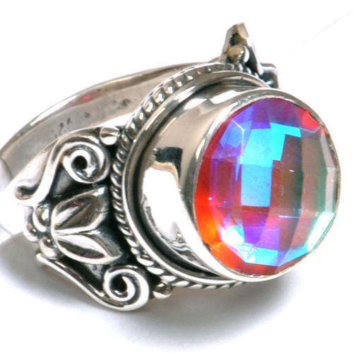 ROYAL MYSTIC TOPAZ . 925 SILVER RING s6
