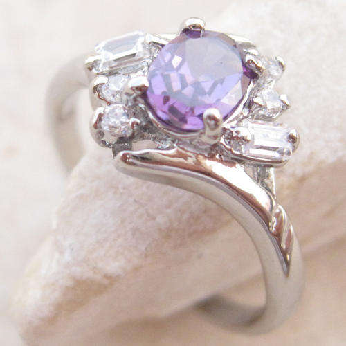 SWEET PURPLE AMETHYST SILVER GEMSTONE RING