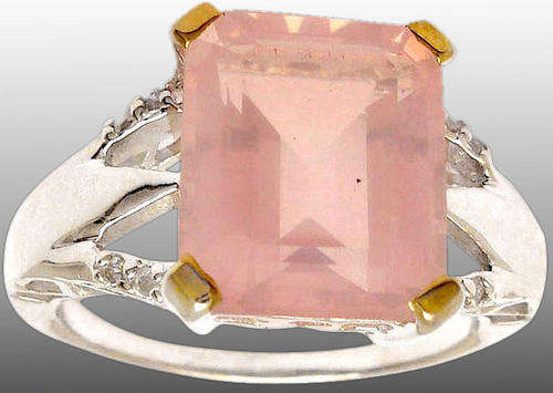 5.80cts SLEEK real DIAMOND ROSE QUARTZ 925 STERLING SILVER ARTISAN RING size 8