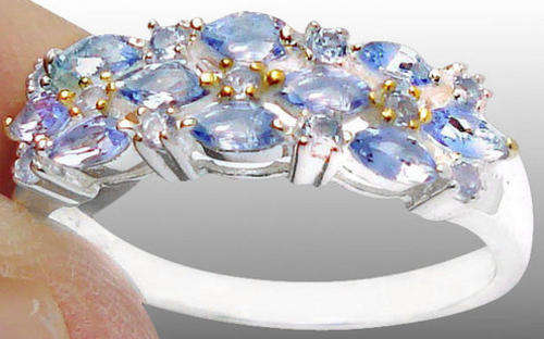 1.07cts Huge blue tanzanite marquise 925 sterling silver ring Sz 8