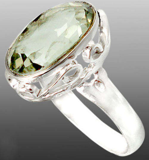 6.7ct GREEN AMETHYST 925 STERLING SILVER SOLITAIRE ARTISAN RING size 6 1/2