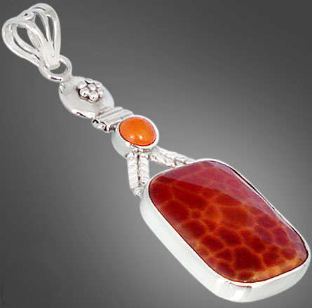 26.55cts Classic honey spider web agate onyx 925 sterling silver pendant