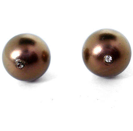 ELITE TITANIUM PEARL ROUND TOPAZ 925 STERLING SILVER STUD ARTISAN EARRINGS