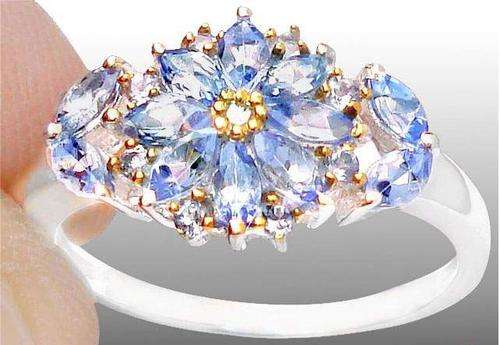 1.07cts DIAMOND BLUE TANZANITE 925 STERLING SILVER ARTISAN RING Sz 9