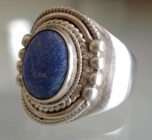 BEAUTIFUL LAPIS LAZULI ARTISAN RING SOLID .925 STERLING SILVER s " O"