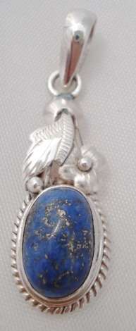 MAGNIFICENT LAPIS LAUZULI WITH PYRITES SET IN .925 SOLID STERLING SILVER PENDENT