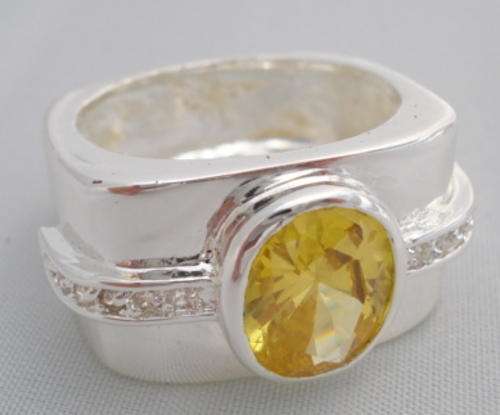 STUNNING CHUNKY , BOLD .925 SILVER CITRINE RING sz 11