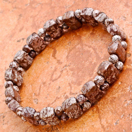 Brown snowflake jasper gemstone  bracelet  7 1/3`