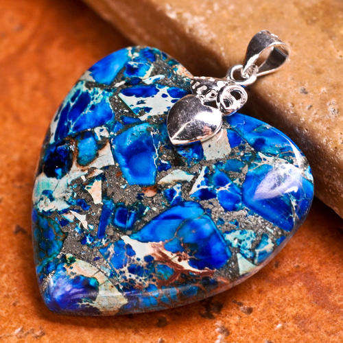 1 1/2" BLUE COPPER TURQUOISE 100% SOLID .925 STERLING SILVER PENDANT 925