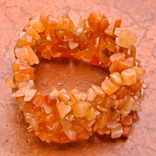 orange aventurine gemstone chip bracelet 6 2/3`