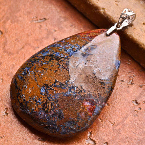 HUGE 2 1/4" NATURAL PIETERSITE GEMSTONE 100% SOLID .925 STERLING SILVER PENDANT