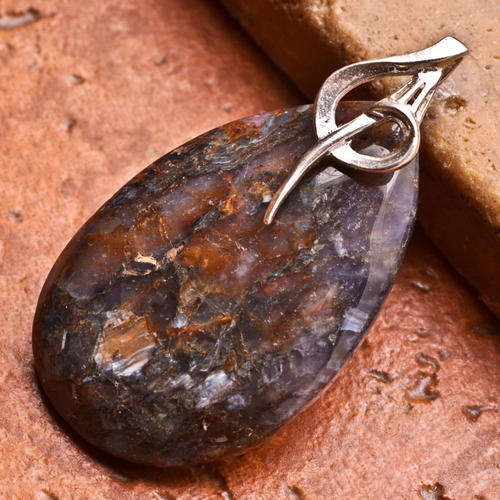 Natural pietersite  gemstone .925 sterling silver pendant  1 1/2`