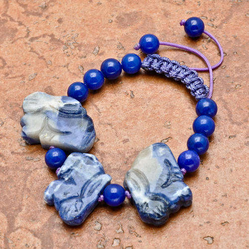 adjustable blue jasper sodalite  gemstone bracelet or ankle bracelet 7` 10 1/3`