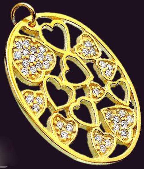 1.96cts Golden love heart white topaz 14K gold  925 sterling silver pendant