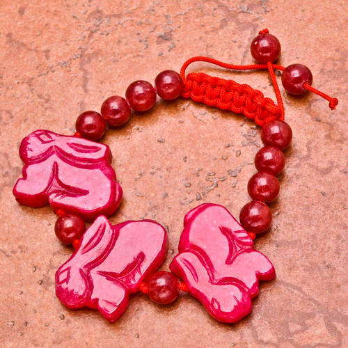 Adjustable red jade gemstone bracelet or ankle bracelet 7` - 10`