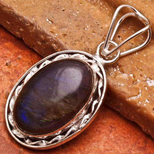 NATURAL LABRADORITE PENDANT 925 STERLING SILVER