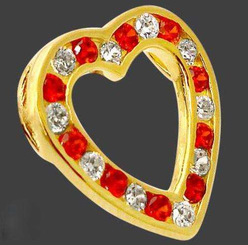 Red garnet white topaz  14K gold ,925 silver cocktail pendant