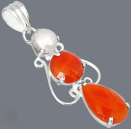 Sweet orange onyx pear pearl 925 sterling silver  trilogy pendent