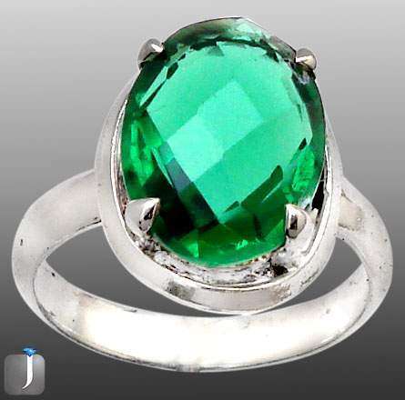 GREEN RUSSIAN NANO CRYSTAL TOPAZ 925 STERLING SILVER RING