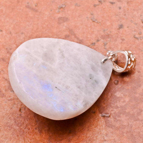 1 5/8" NATURAL RAINBOW MOONSTONE GEM 100% SOLID .925 SILVER