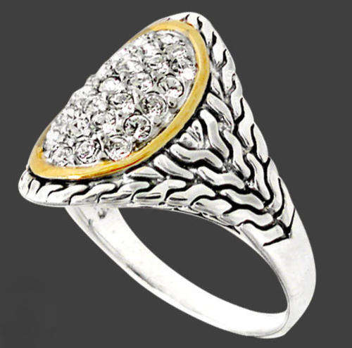 White topaz round  14K gold  925 silver ring  size 7