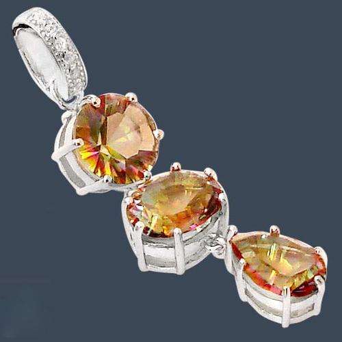 8.55cts MULTI COLOR RAINBOW TOPAZ OVAL 925 STERLING SILVER PENDANT 1 6/8`