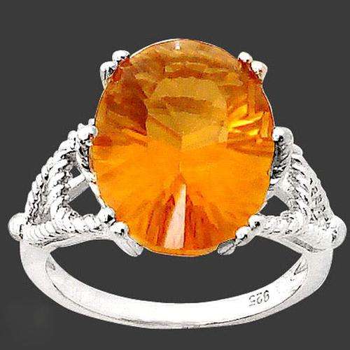 Bold yellow citrine oval 925 sterling silver ring size 9