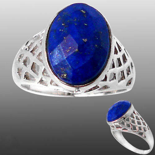 Blue lapis oval 925 sterling silver ring  size 6.5
