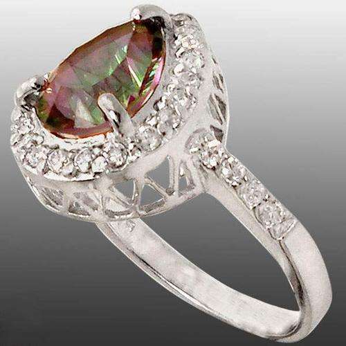 Gorgeous rainbow topaz pear  925 sterling silver ring  size 7
