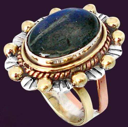 Bold blue labradorite oval 925 sterling silver ring size 7