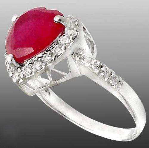 Red ruby heart 925  sterling silver artisan ring  sz 7 6.91cts