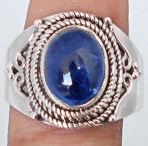 CLASSIC BLUE TANZANITE OVAL 925 STERLING SILVER RING