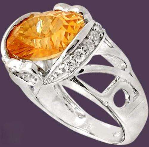 Stunning yellow citrine oval topaz 925 sterling silver ring  Sz 8