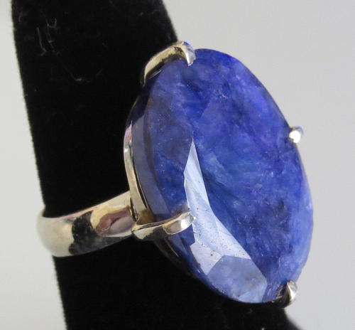 BOLD BLUE SAPPHIRE .925 STERLING SILVER RING S 7.5