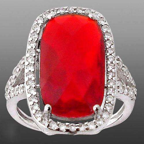STUNNING RED RUBY OCTA TOPAZ 925 SILVER RING JEWELRY size 7.5