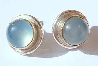 **ELEGANT BLUE CHALCEDONY EARRING'S SET IN STERLING SILVER.925**
