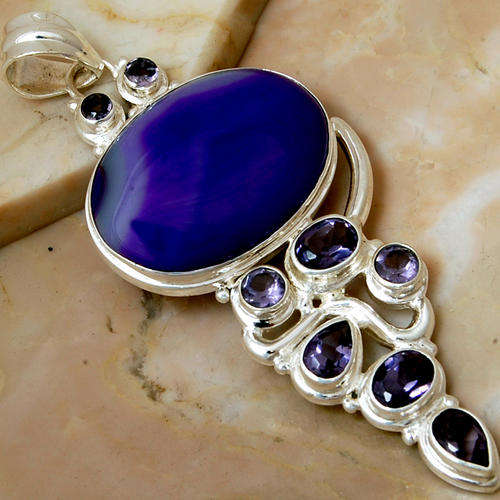 AMAZING BOSWANA AGATE 925 SILVER PENDANT