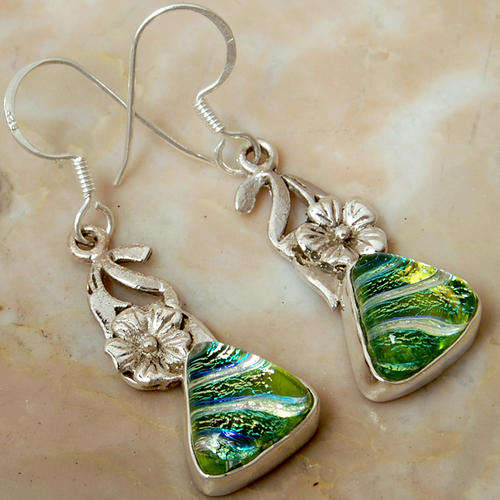 Stunning dichroic glass  925 sterling silver earrings