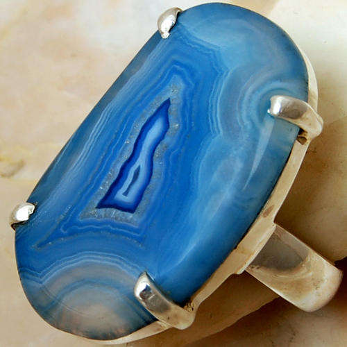 AWESOME CLUSTER AGATE DRUZY 925 SILVER RING