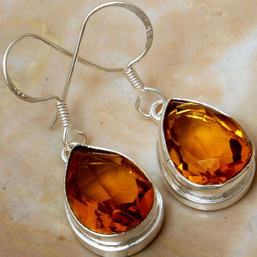FANCY HONEY QUARTZ 925 STERLING SILVER EARRINGS