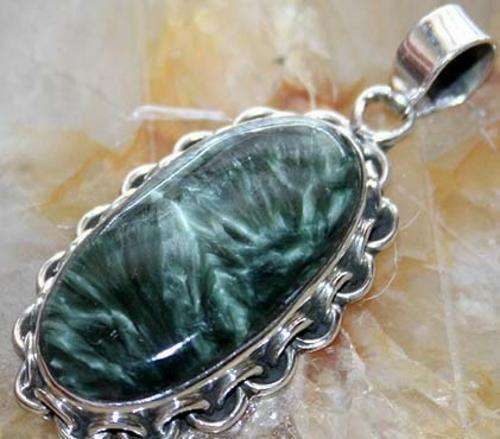 AWESOME! (RARE!) SERAPHENITE STERLING SILVER PENDANT