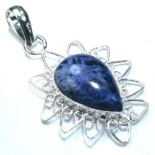 Natural Navy Sodalite Pendant set in sterlimg silver